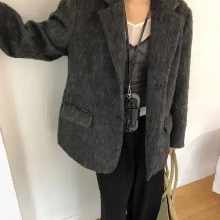 [BUNJANG] Moher Coat Jacket Charcoal / 모헤어 코트자켓 차콜