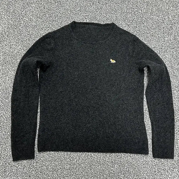 [BUNJANG] Maison Kitsune Black Fox Patch Knit Sweater / 메종키츠네 최신형 블랙 폭스패치 니트
