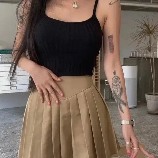 [BUNJANG] Pale Jade Beige Pleated Tennis Skirt / 페일제이드 베이지 플리츠 테니스 스커트