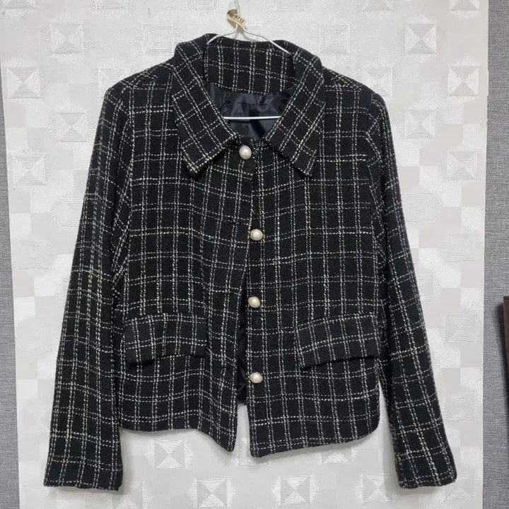 [BUNJANG] Tweed Check Pearl Button Jacket / 트위드 체크 진주 버튼 자켓55.66