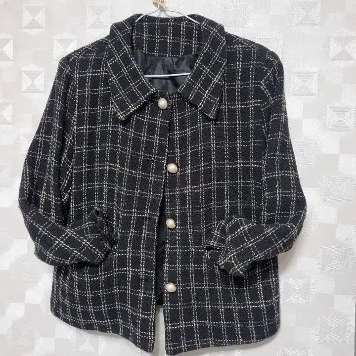 [BUNJANG] Tweed Check Pearl Button Jacket / 트위드 체크 진주 버튼 자켓55.66