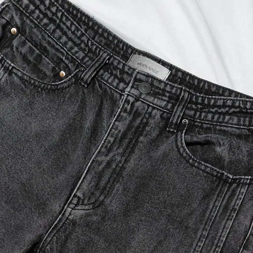 [BUNJANG] Maison Mihara Yasuhiro Center Press Snap Slit Denim (Black Denim) / [48] 메종 미네드 센터 프레스 스냅 슬릿 데님 (흑청)