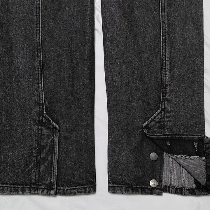 [BUNJANG] Maison Mihara Yasuhiro Center Press Snap Slit Denim (Black Denim) / [48] 메종 미네드 센터 프레스 스냅 슬릿 데님 (흑청)