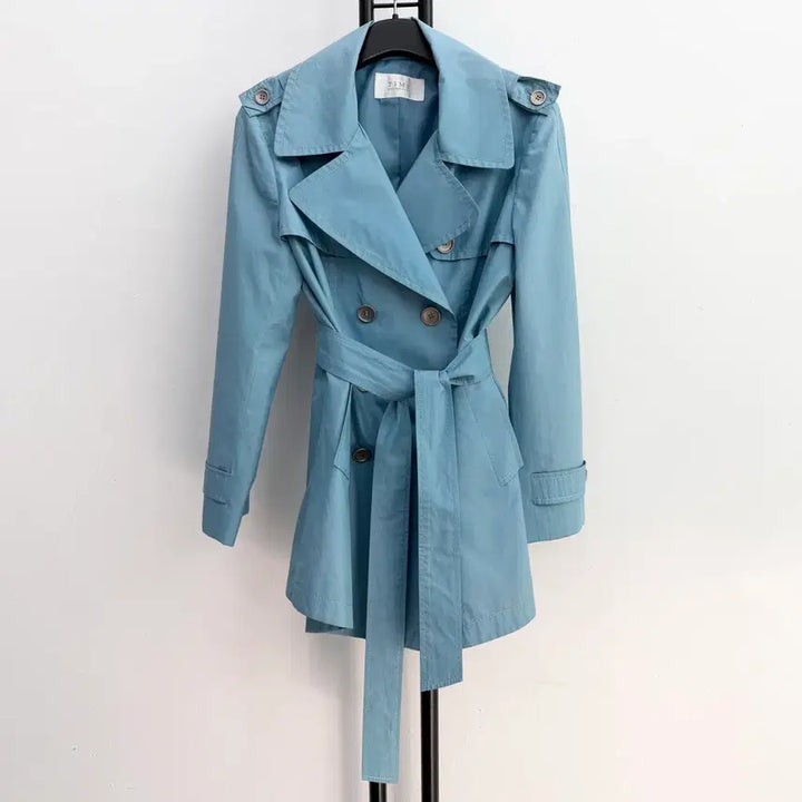 [BUNJANG] TIME Blue Short Trench Coat / 정품 TIME 타임 블루 숏 면혼방 트렌치코트
