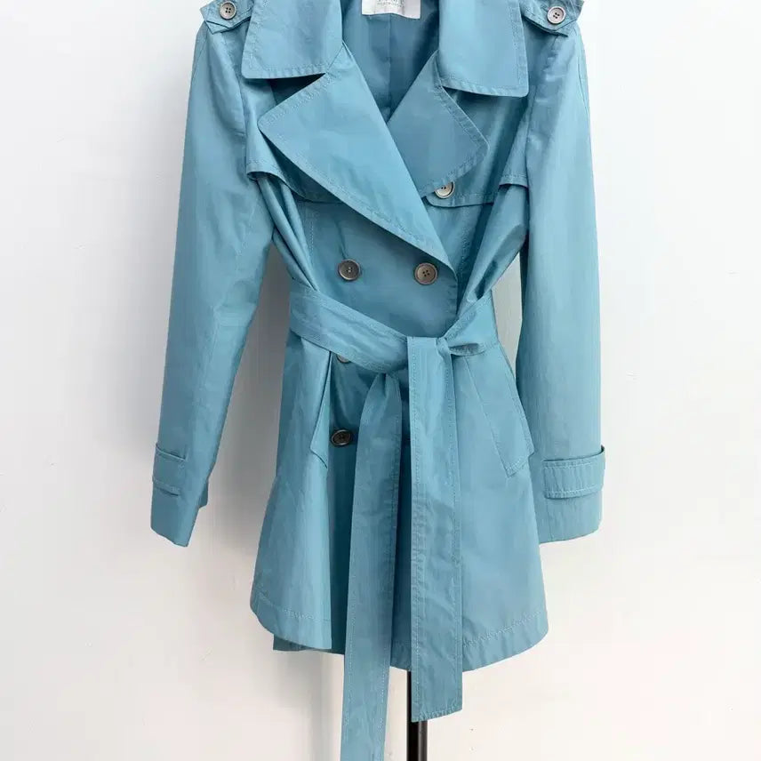[BUNJANG] TIME Blue Short Trench Coat / 정품 TIME 타임 블루 숏 면혼방 트렌치코트