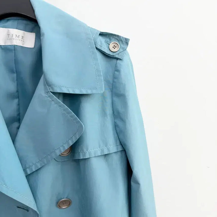 [BUNJANG] TIME Blue Short Trench Coat / 정품 TIME 타임 블루 숏 면혼방 트렌치코트