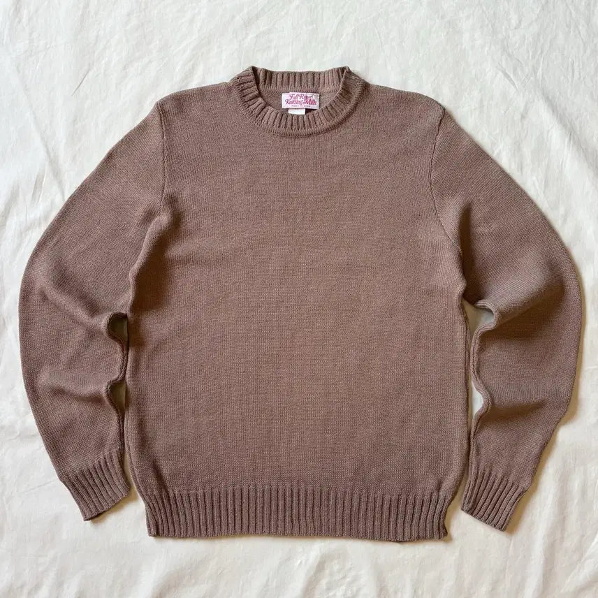 [BUNJANG] Fall River Knitting Mills 80s USA Round Neck Knit Beige / [105] 80s USA Fall River Knitting Mills