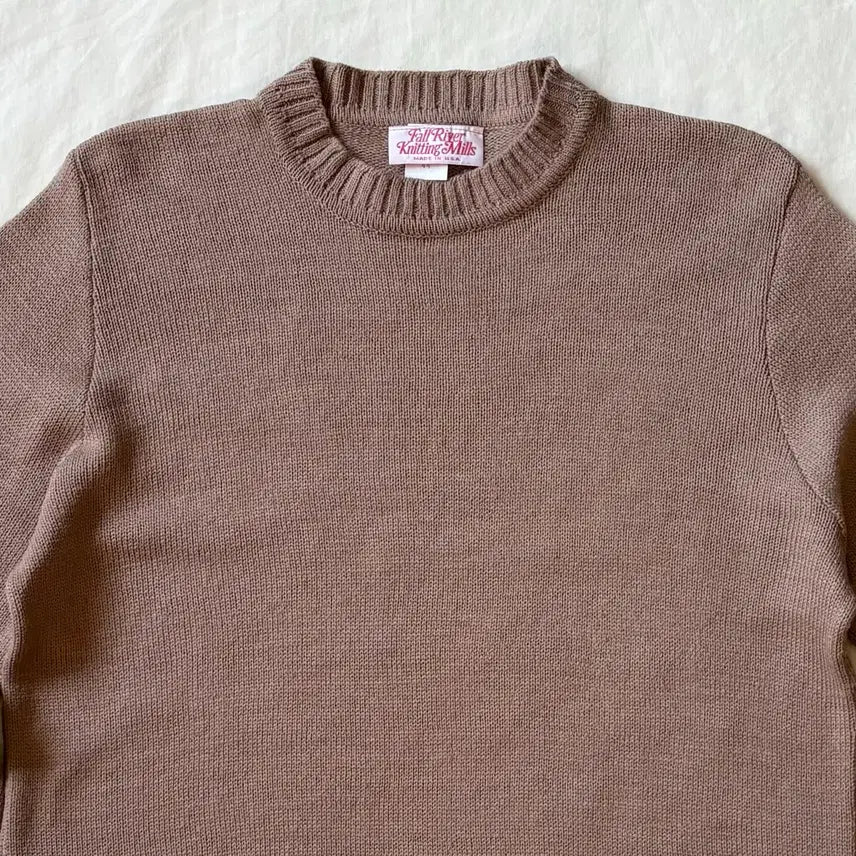 [BUNJANG] Fall River Knitting Mills 80s USA Round Neck Knit Beige / [105] 80s USA Fall River Knitting Mills