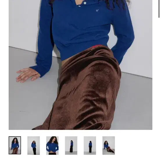 [BUNJANG] Overdue Flare Blue Knit Top / 오버듀플레어 니트