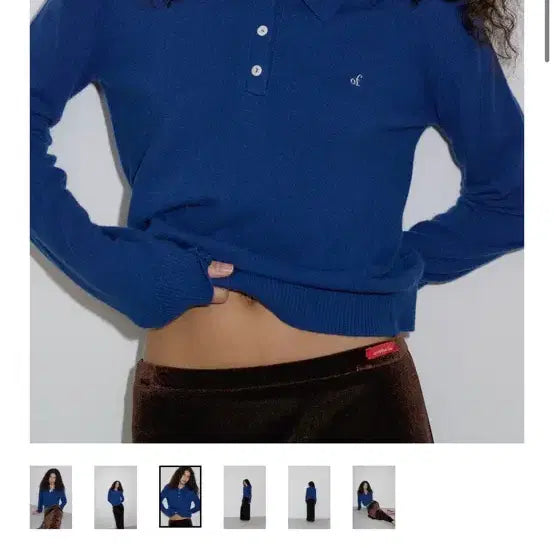 [BUNJANG] Overdue Flare Blue Knit Top / 오버듀플레어 니트