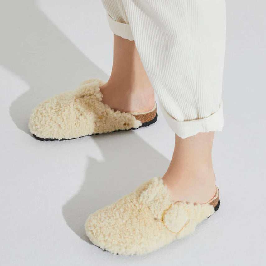 [BUNJANG] Birkenstock Boston Big Buckle Eggshell Slippers (230mm) / 버켄스탁 어그 슬리퍼 (230미리) - 보스턴 빅 버클 에그쉘 - 내로우