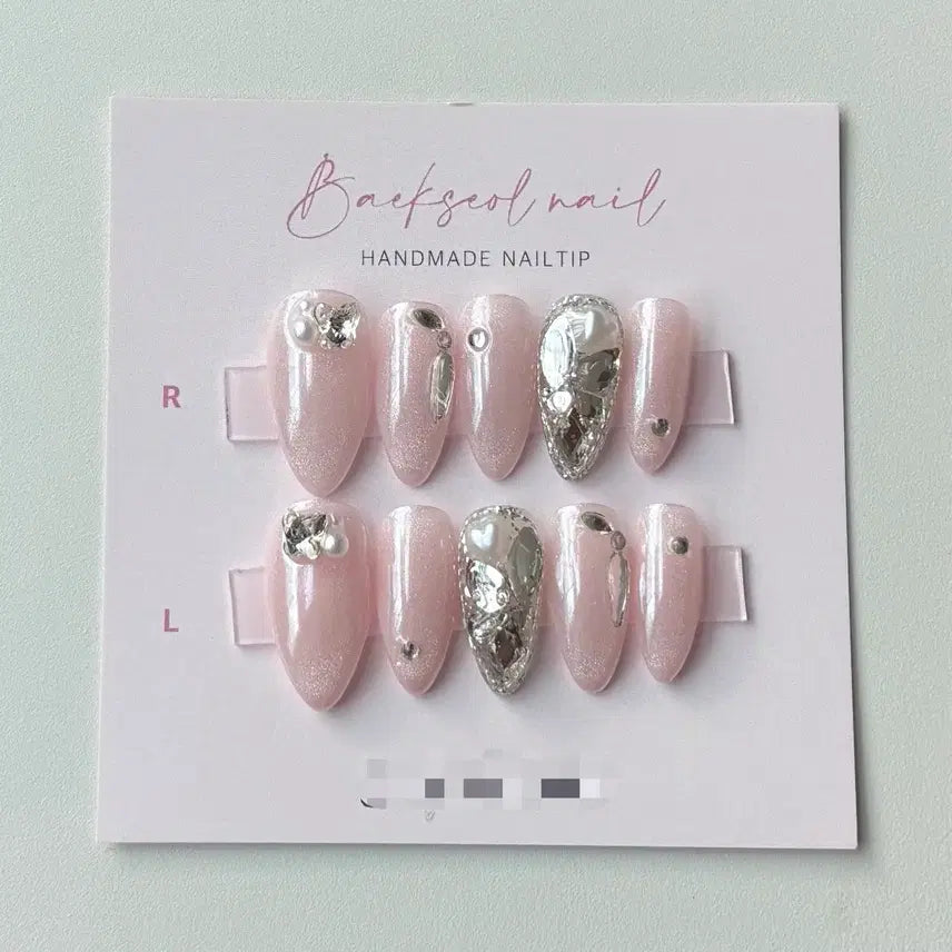 [BUNJANG] Handmade Pearl Butterfly Nail Tips / 러블리 진주나비 수제네일팁 웨딩네일 자석 글레이즈드