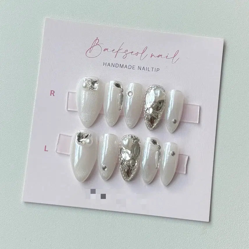 [BUNJANG] Handmade Pearl Butterfly Nail Tips / 러블리 진주나비 수제네일팁 웨딩네일 자석 글레이즈드