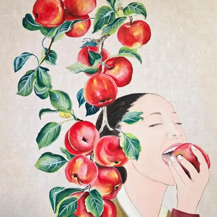 [BUNJANG] Gawon Kim Min-seo Apple Painting Frame / 사과먹고싶다 민화 그림 액자