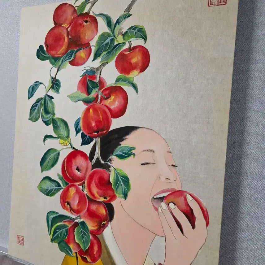 [BUNJANG] Gawon Kim Min-seo Apple Painting Frame / 사과먹고싶다 민화 그림 액자