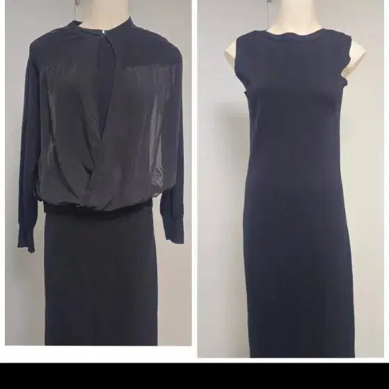 [BUNJANG] Jigott Chiffon Layered Wool Knit Dress Set / 지고트 / 쉬폰레이어드 울니트원피스 세트 55(정가65.8)