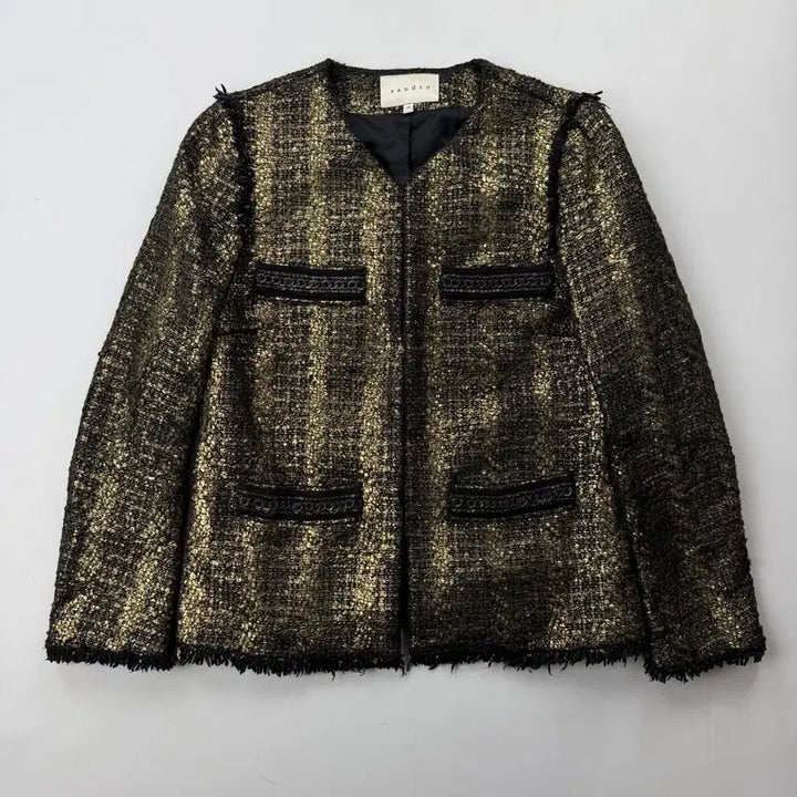 [BUNJANG] Sandro Metallic Golden Tweed Jacket / 산드로 메탈릭 골든 트위드 자켓