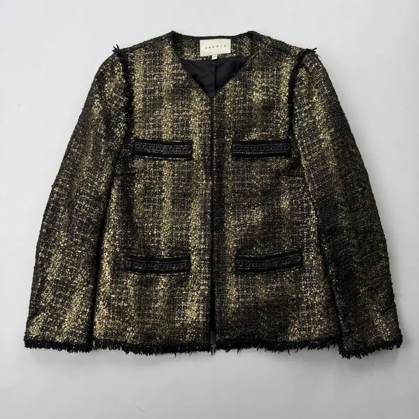 [BUNJANG] Sandro Metallic Golden Tweed Jacket / 산드로 메탈릭 골든 트위드 자켓