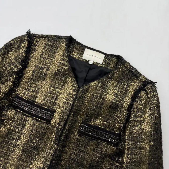 [BUNJANG] Sandro Metallic Golden Tweed Jacket / 산드로 메탈릭 골든 트위드 자켓