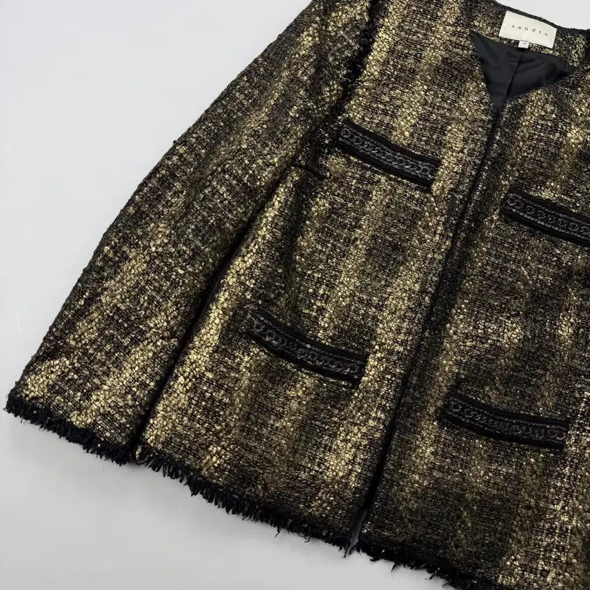 [BUNJANG] Sandro Metallic Golden Tweed Jacket / 산드로 메탈릭 골든 트위드 자켓