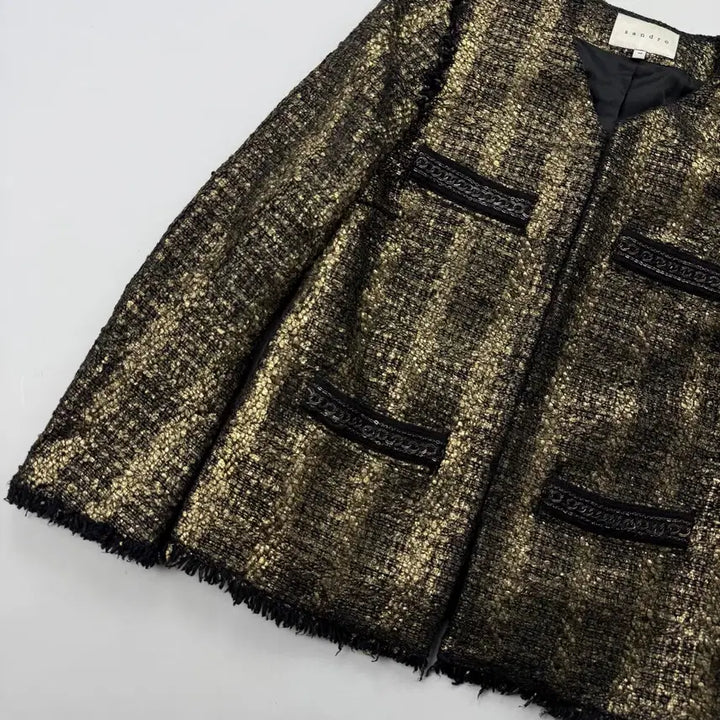 [BUNJANG] Sandro Metallic Golden Tweed Jacket / 산드로 메탈릭 골든 트위드 자켓