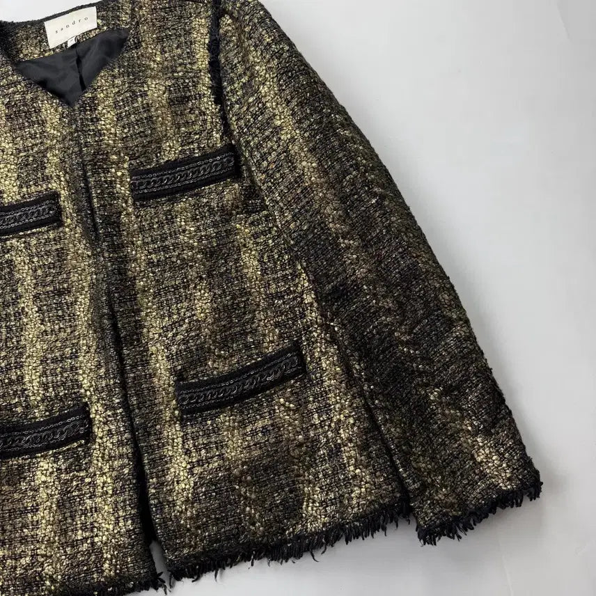 [BUNJANG] Sandro Metallic Golden Tweed Jacket / 산드로 메탈릭 골든 트위드 자켓