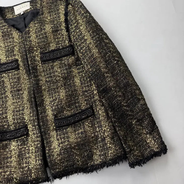 [BUNJANG] Sandro Metallic Golden Tweed Jacket / 산드로 메탈릭 골든 트위드 자켓
