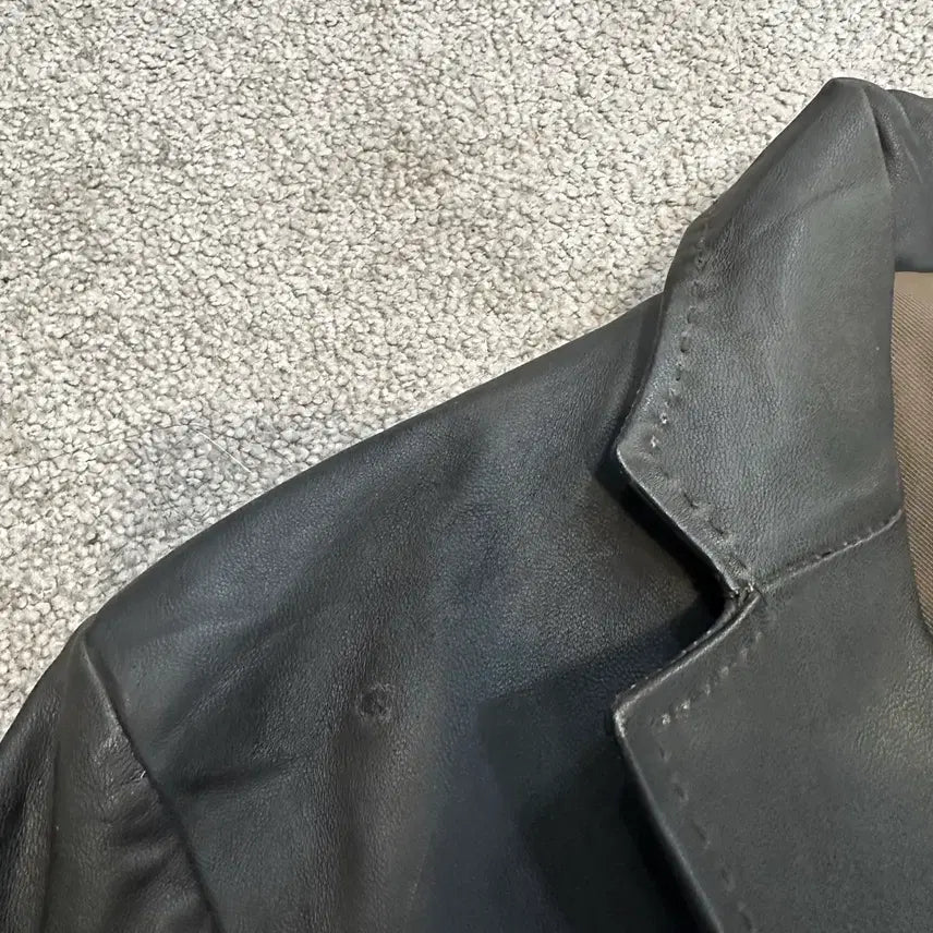 [BUNJANG] Golden Bear Black/Brown Leather Blazer Jacket M / 골든베어 블랙/브라운 양가죽 블레이저 자켓M