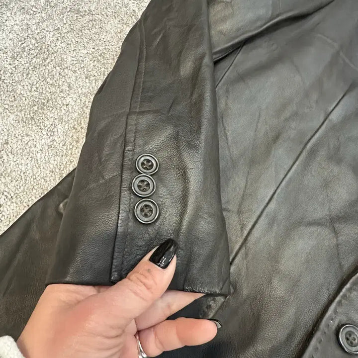 [BUNJANG] Golden Bear Black/Brown Leather Blazer Jacket M / 골든베어 블랙/브라운 양가죽 블레이저 자켓M