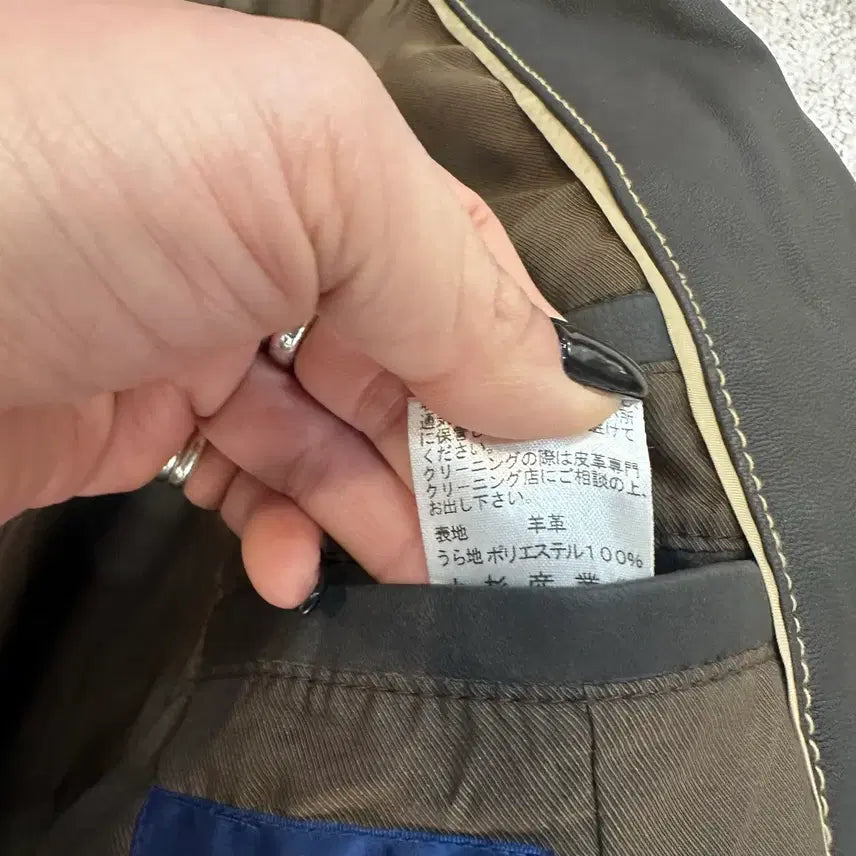 [BUNJANG] Golden Bear Black/Brown Leather Blazer Jacket M / 골든베어 블랙/브라운 양가죽 블레이저 자켓M