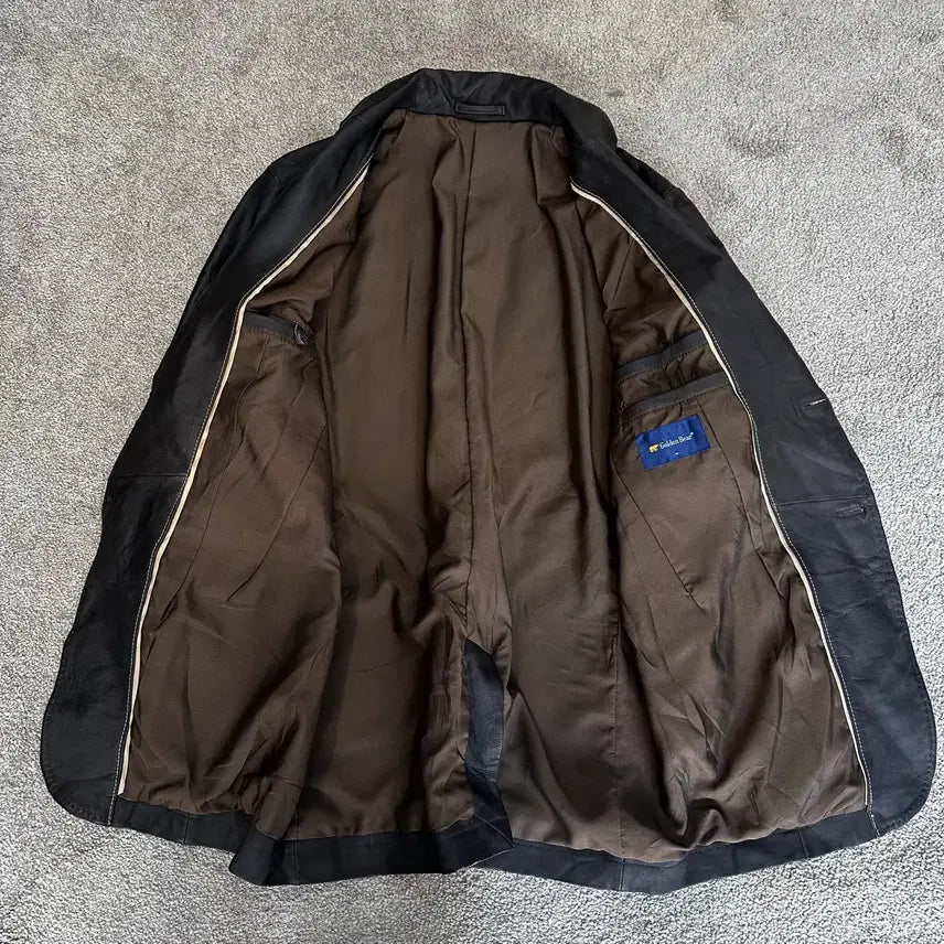 [BUNJANG] Golden Bear Black/Brown Leather Blazer Jacket M / 골든베어 블랙/브라운 양가죽 블레이저 자켓M