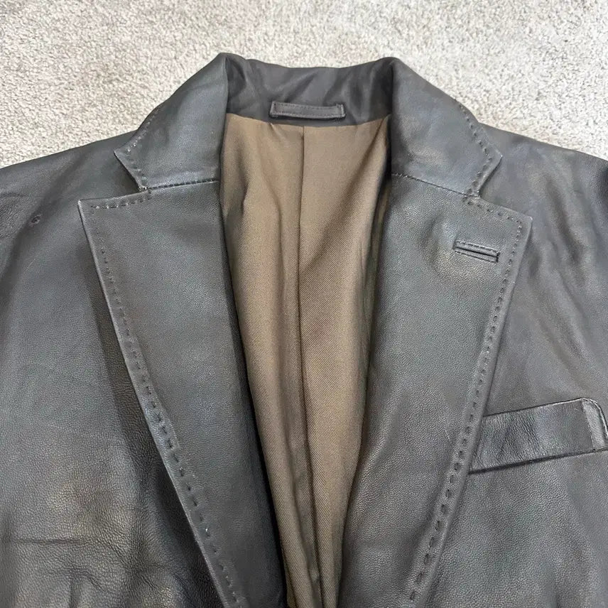 [BUNJANG] Golden Bear Black/Brown Leather Blazer Jacket M / 골든베어 블랙/브라운 양가죽 블레이저 자켓M