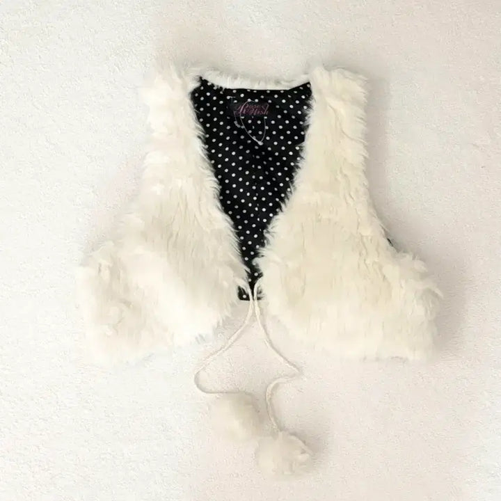[BUNJANG] Japanese Vintage Pompom Vest / 핀터레스트 일본빈티지 폼폼이 퍼베스트 히메갸루 라떼갸루 니혼진너드