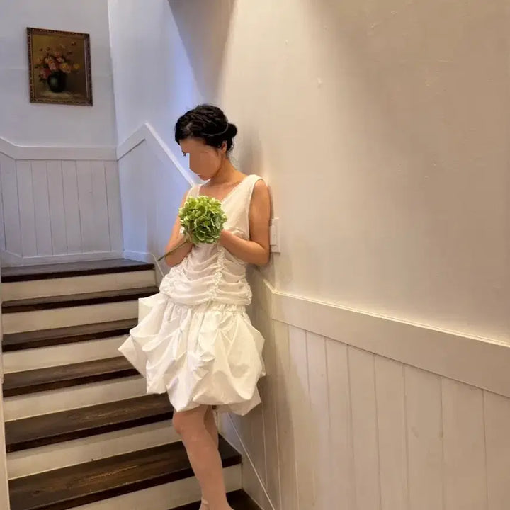 [BUNJANG] Lekong Shirred Blouse &amp; Balloon Skirt Set / 르콩 lekong 슬리브리스 셔링 블라우스 &amp; 벌룬스커트