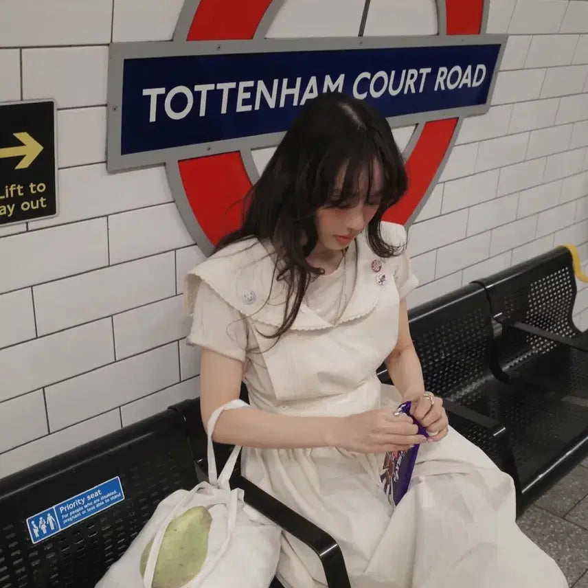 [BUNJANG] Pleats Exclusive Sailor Collar Embroidered Midi Dress / 오늘만판매! 새상품)플레따 익스클루시브 세일러 카라 엠브로이더리 원피스