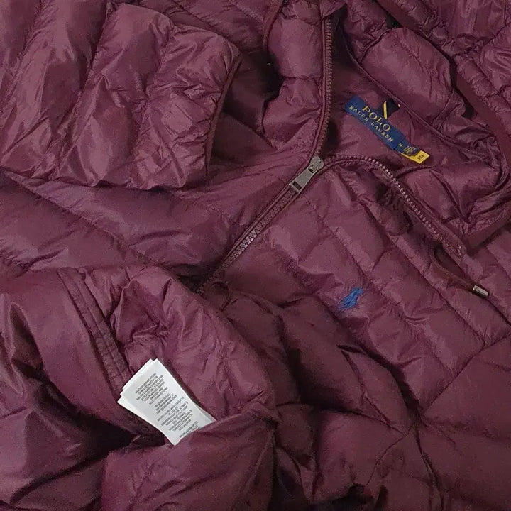 [BUNJANG] Polo Ralph Lauren Hooded Zip-Up Lightweight Padded Jacket / No.26021101 큐알 폴로 랄프로렌 후드집업 경량패딩 버건디