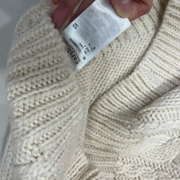 [BUNJANG] Vintage Ivory Thick Avant-Garde Knit Sweater / 빈티지 아이보리 두툼 아방핏 원숄더 아가일 니트 모리걸