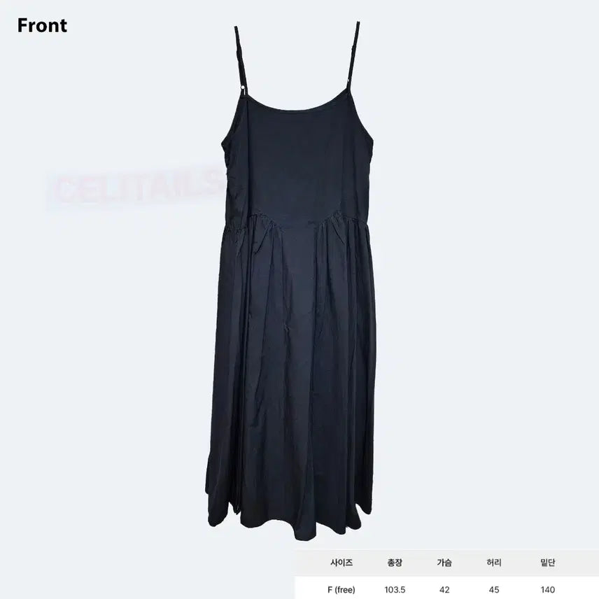 [BUNJANG] Celtails Shirring Long Dress Black / celitails 슬리브리스 셔링 롱드레스 블랙 F