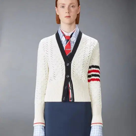 [BUNJANG] Thom Browne Cable Pointelle Stitch Merino Wool 4-Bar Cardigan / 톰브라운 케이블 포인텔 스티치 메리노 울 4-바 가디건판매
