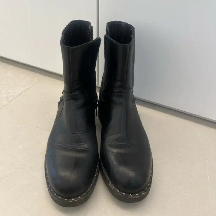 [BUNJANG] Black Leather Ankle Boots / 블랙 가죽 앵클 부츠