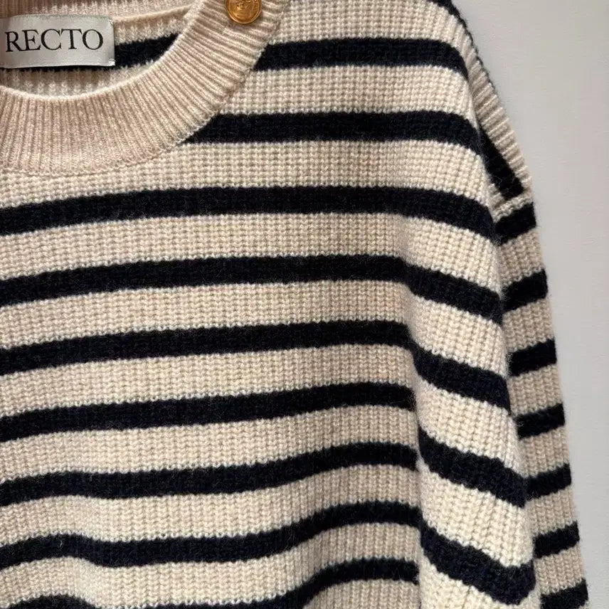 [BUNJANG] RECTO French Stripe Knit Oatmeal / [L] 렉토 23fw 프렌치 스트라이프 니트 오트밀