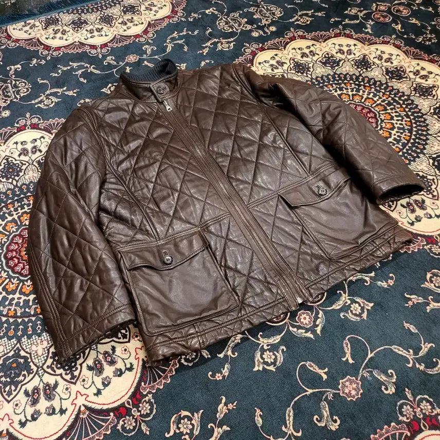 [BUNJANG] DAKS Quilted Lambskin Leather Jacket (Size 105) / DAKS 닥스 양가죽 퀄팅 자켓 (105)