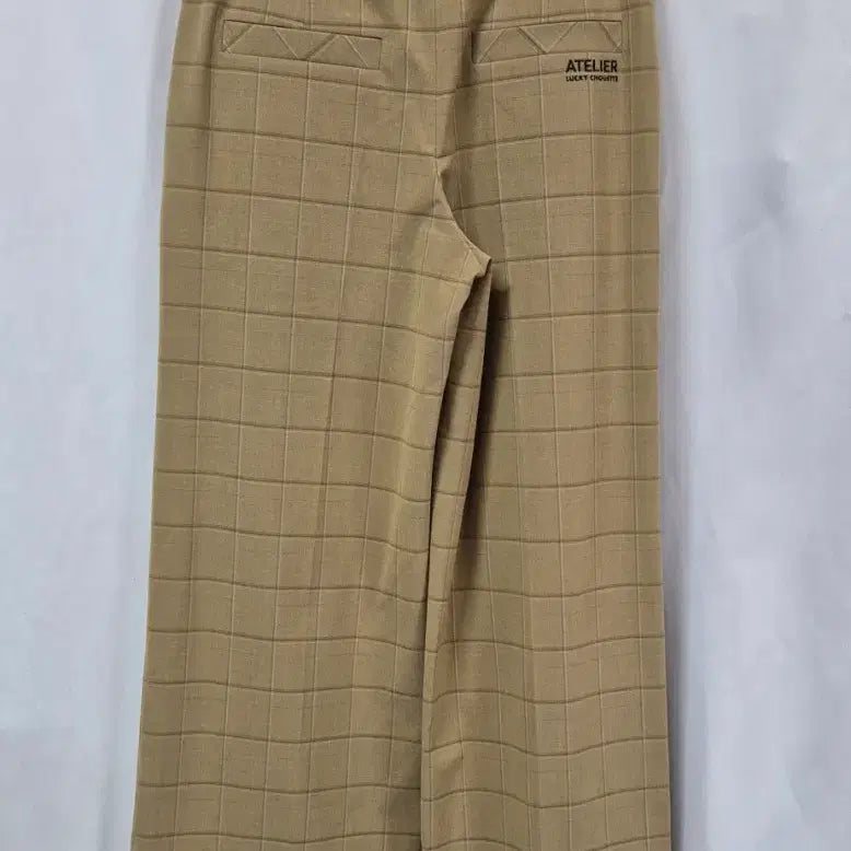 [BUNJANG] LUCKY CHOUETTE Beige Check Wide Pants / LUCKY CHOUETTE 여성 베이지 체크 와이드 팬츠 36