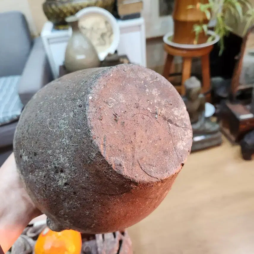 [BUNJANG] Antique Stone Red Floral Pattern Porcelain Vase / 석간주 화문 도자기(골동품)