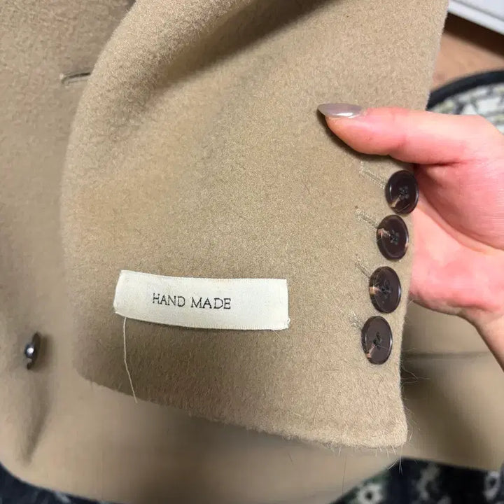 [BUNJANG] Handmade Beige Double Button Coat / 핸드메이드 코트