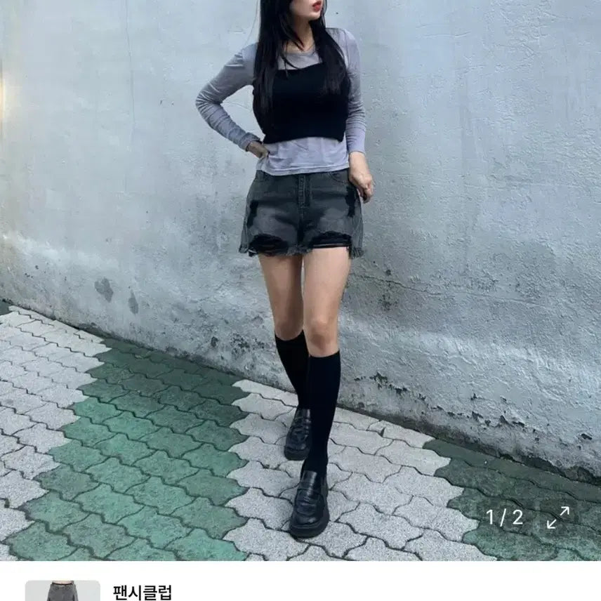 [BUNJANG] Fancy Club Denim Shorts Size S (44-55) / 성수동 팝업스토어 팬시클럽  데님 숏 팬츠 1싸이스s 44-55