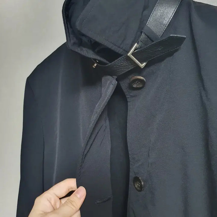 [BUNJANG] TIME Modern Women's Long Coat with Leather Point / 타임 포스트모던 여성 롱코트 블랙 90 가죽포인트