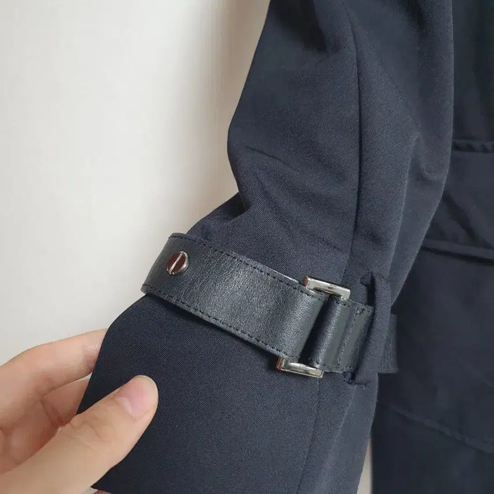 [BUNJANG] TIME Modern Women's Long Coat with Leather Point / 타임 포스트모던 여성 롱코트 블랙 90 가죽포인트