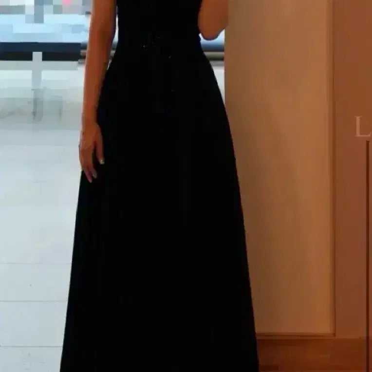 [BUNJANG] Off-Shoulder Velvet Long Dress / 55~77 블랙 오프숄더 벨벳 롱 원피스 2부드레스 촬영드레스