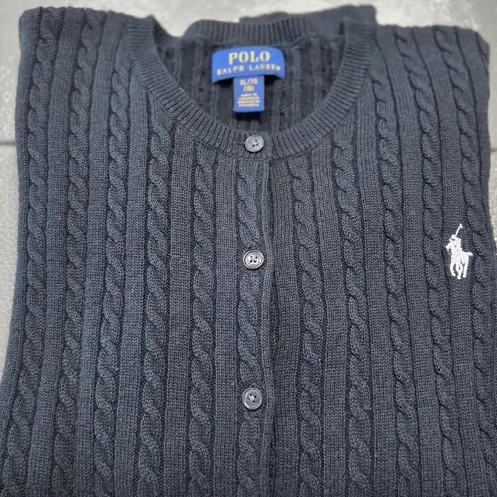 [BUNJANG] Polo Girls Cable Knit Cardigan XL / 폴로 걸즈 케이블 블랙  가디건 XL
